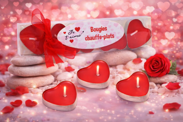 COFFRET BOUGIE CHAUFFE PLAT COEUR D'AMOUR